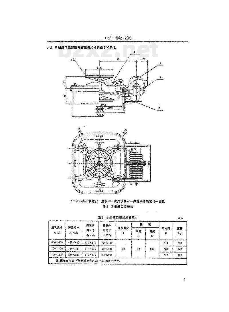 CB/T 3842-2000 快速启闭水密舱口盖