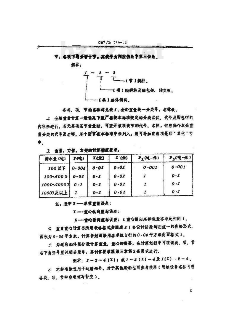 CB/Z 319-82 运输船重量分类及重心计算