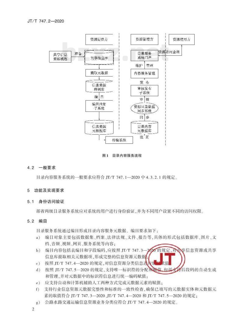 JT/T 747.2-2020 交通运输信息资源目录体系第2部分:技术要求