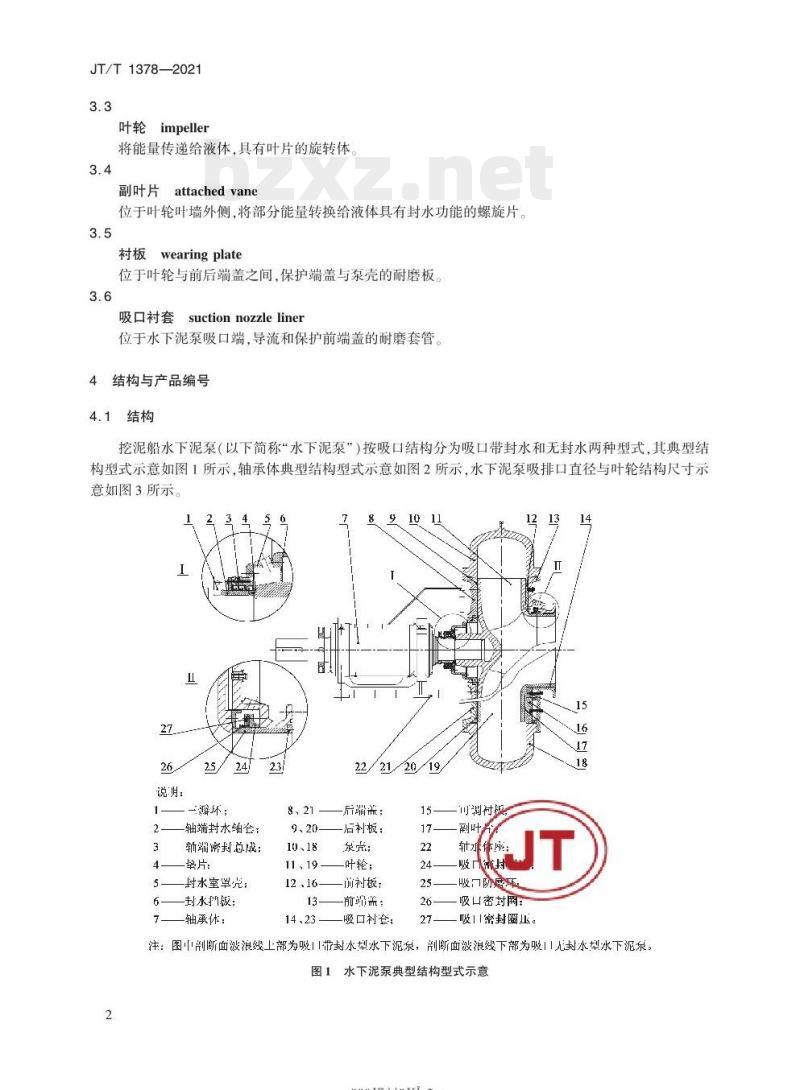 JT/T 1378-2021 挖泥船水下泥泵
