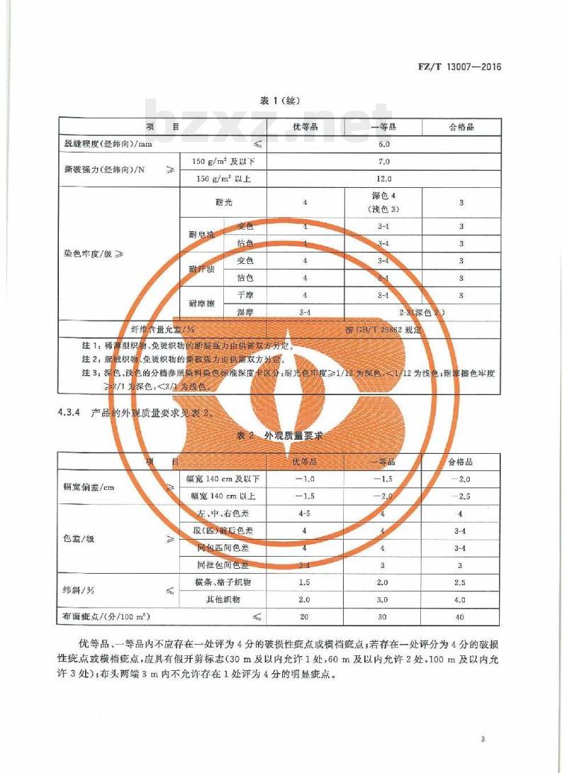 FZ/T 13007-2016 色织棉布