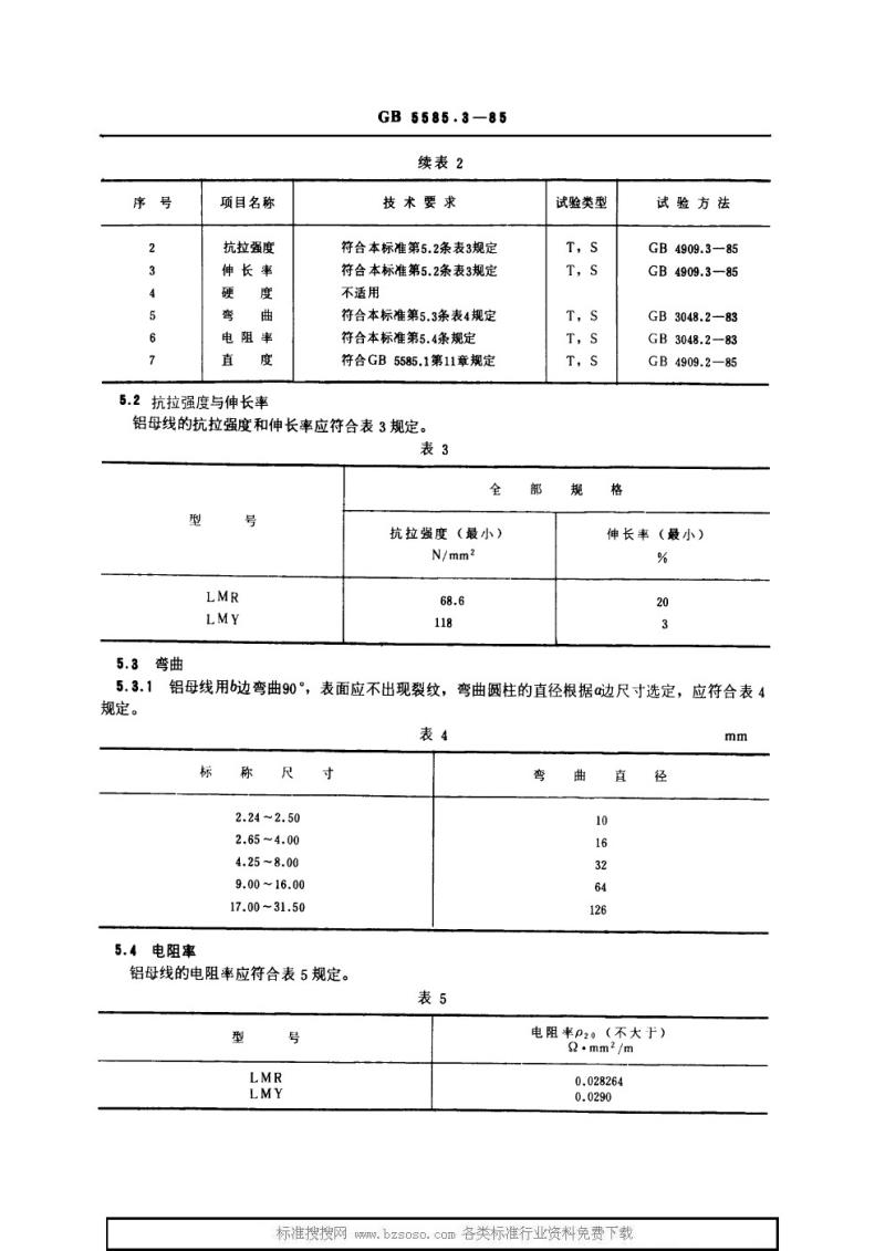 GB 5585.3-1985 电工用铜、铝及其合金母线 第3部分：铝母线