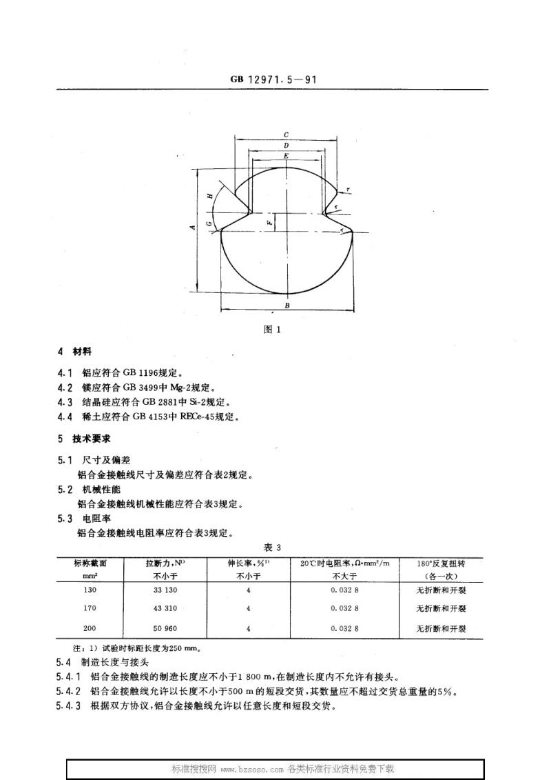 GB 12971.5-1991 电力牵引用接触线 第5部分：铝合金接触线
