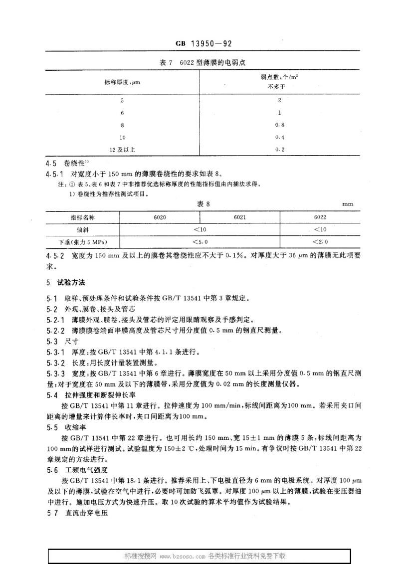 GB 13950-1992 电气绝缘用聚酯薄膜