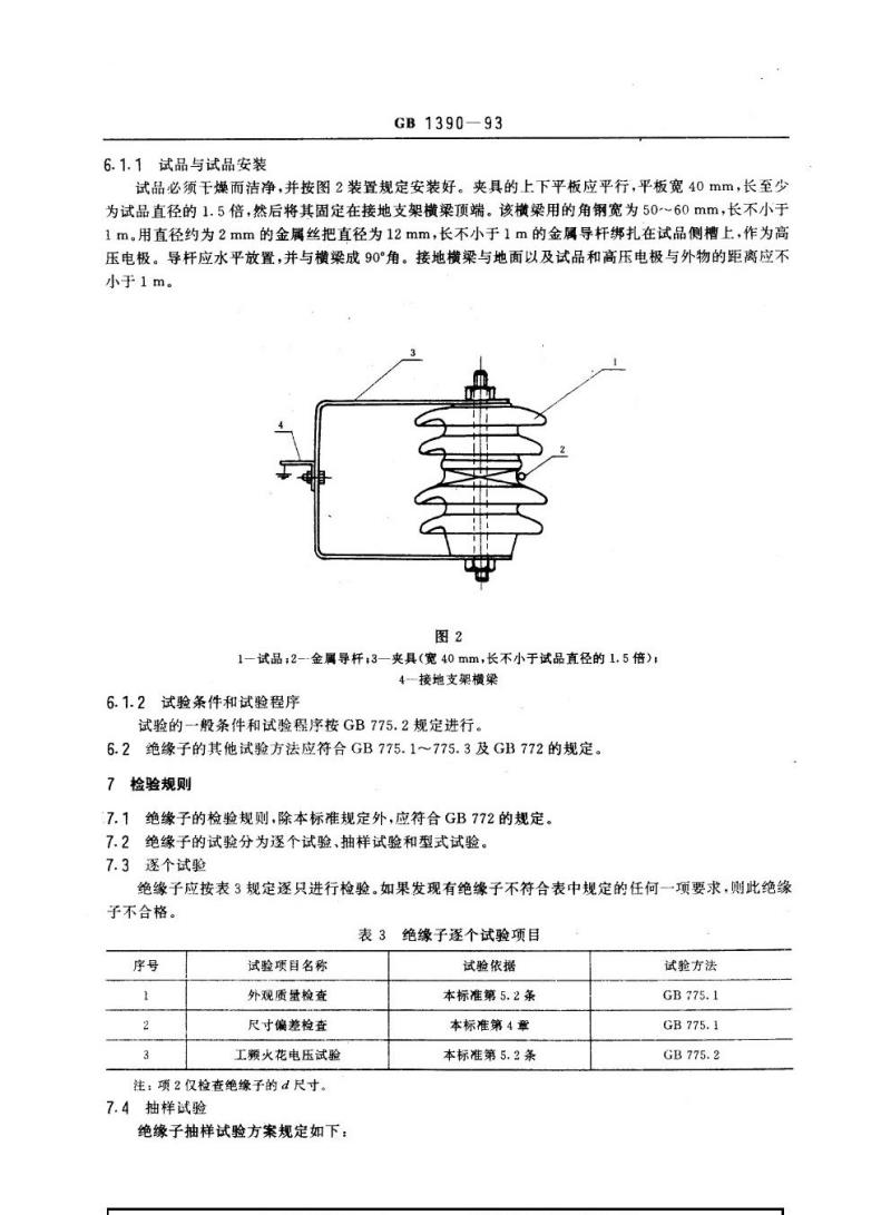 GB 1390-1993 高压线路蝶式绝缘子