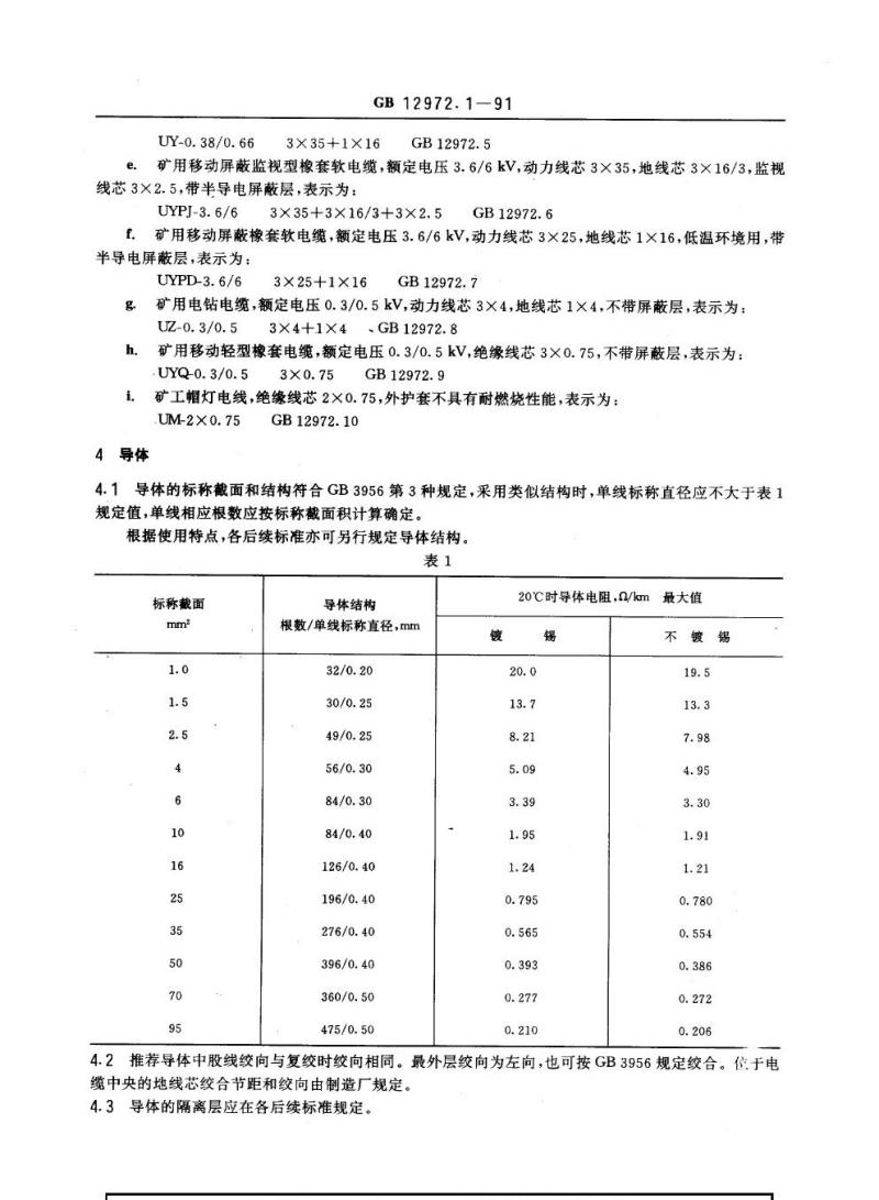 GB 12972.1-1991 矿用橡套软电缆 第1部分：一般规定