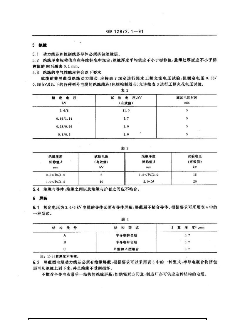 GB 12972.1-1991 矿用橡套软电缆 第1部分：一般规定