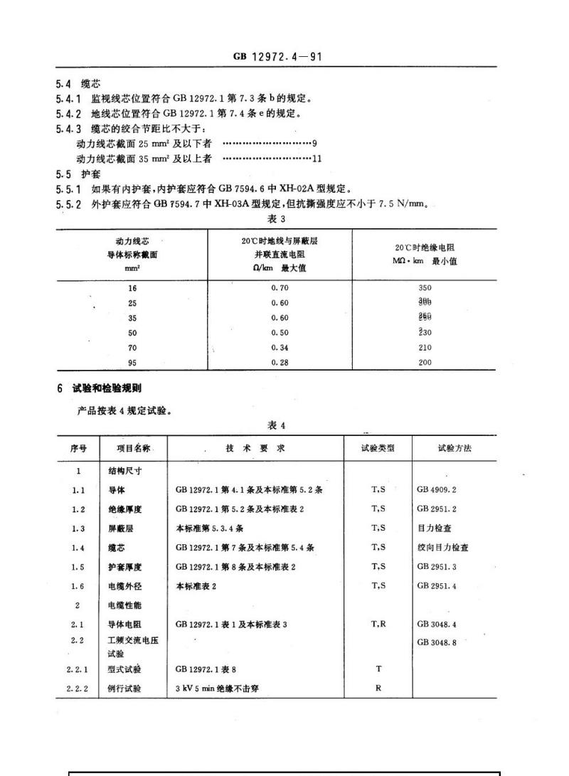 GB 12972.4-1991 矿用橡套软电缆 第4部分：额定电压0. 66/1.14 kv采煤机金属屏蔽软电缆
