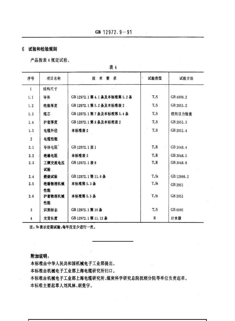 GB 12972.9-1991 矿用橡套软电缆 第9部分：矿用移动轻型橡套软电缆