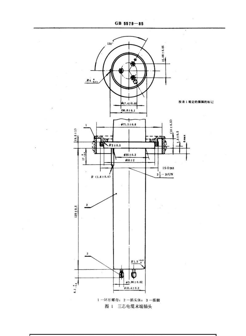GB 5579-1985 医用x射线设备高压电缆插头插座连接