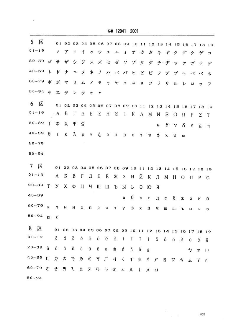 GB 12041-2001 信息技术 汉字编码字符集(基本集)48点阵字型 宋体