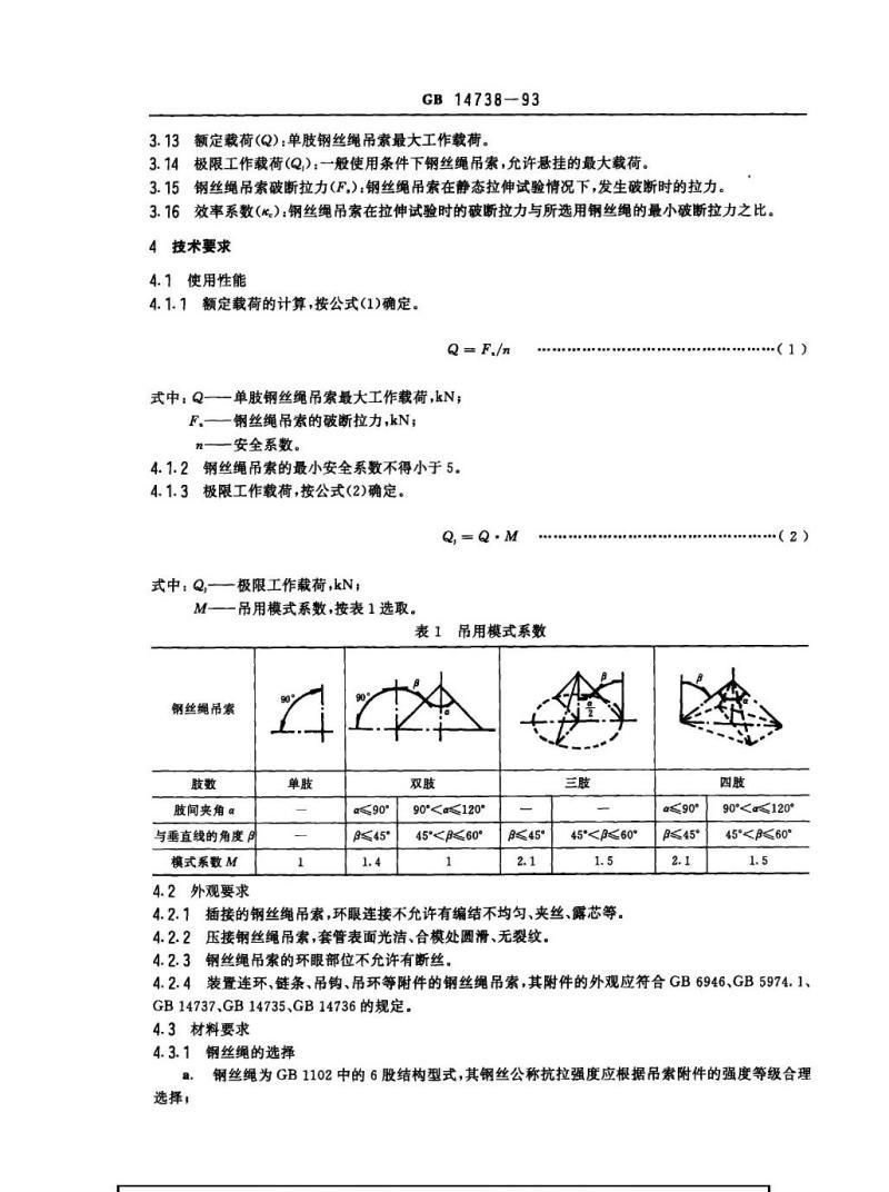 GB 14738-1993 港口装卸用钢丝绳吊索使用技术条件