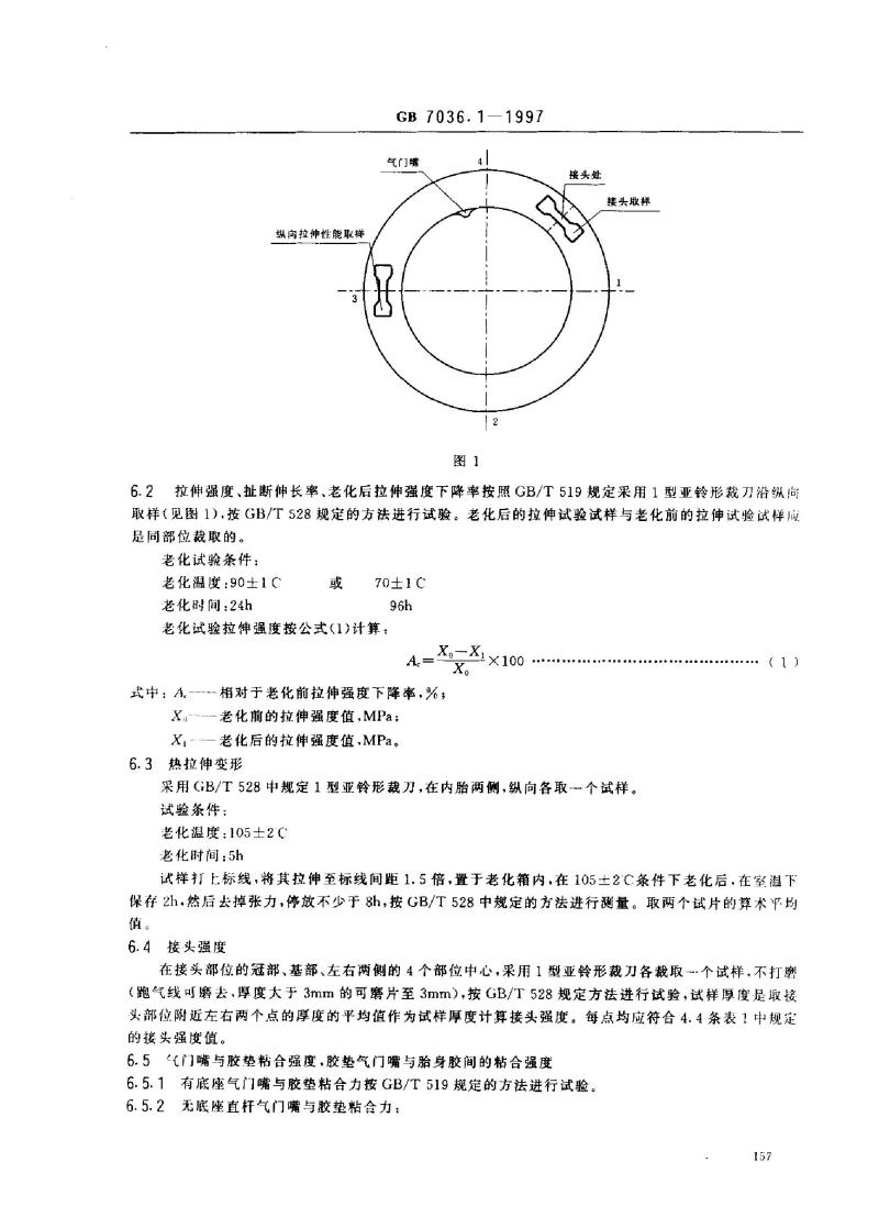 GB 7036.1-1997 充气轮胎内胎 第1部分：汽车轮胎内胎