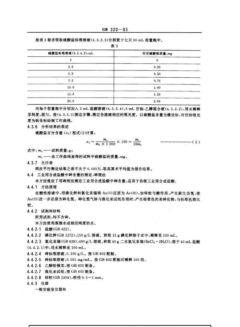 GB 320-1993 工业用合成盐酸