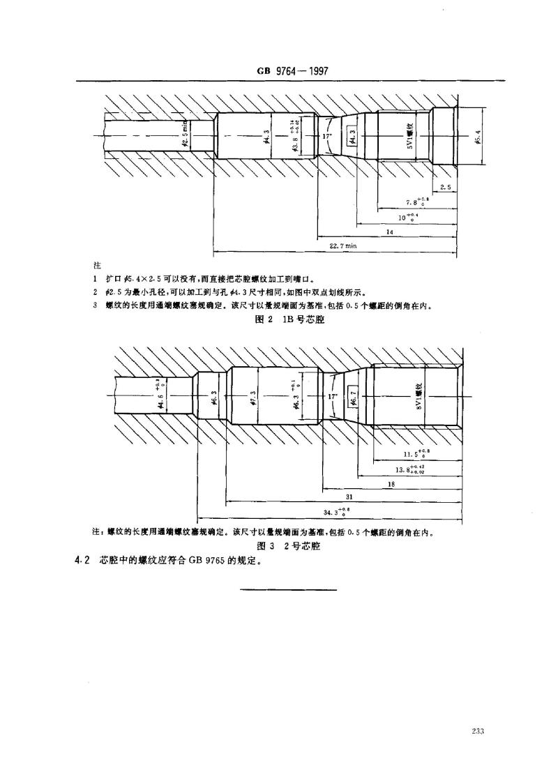 GB 9764-1997 轮胎气门嘴芯腔