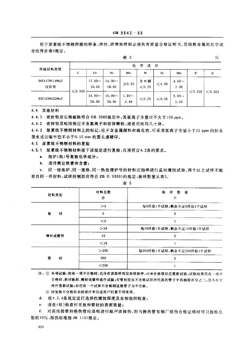 GB 9843-1988 尿素高压洗涤器 技术条件