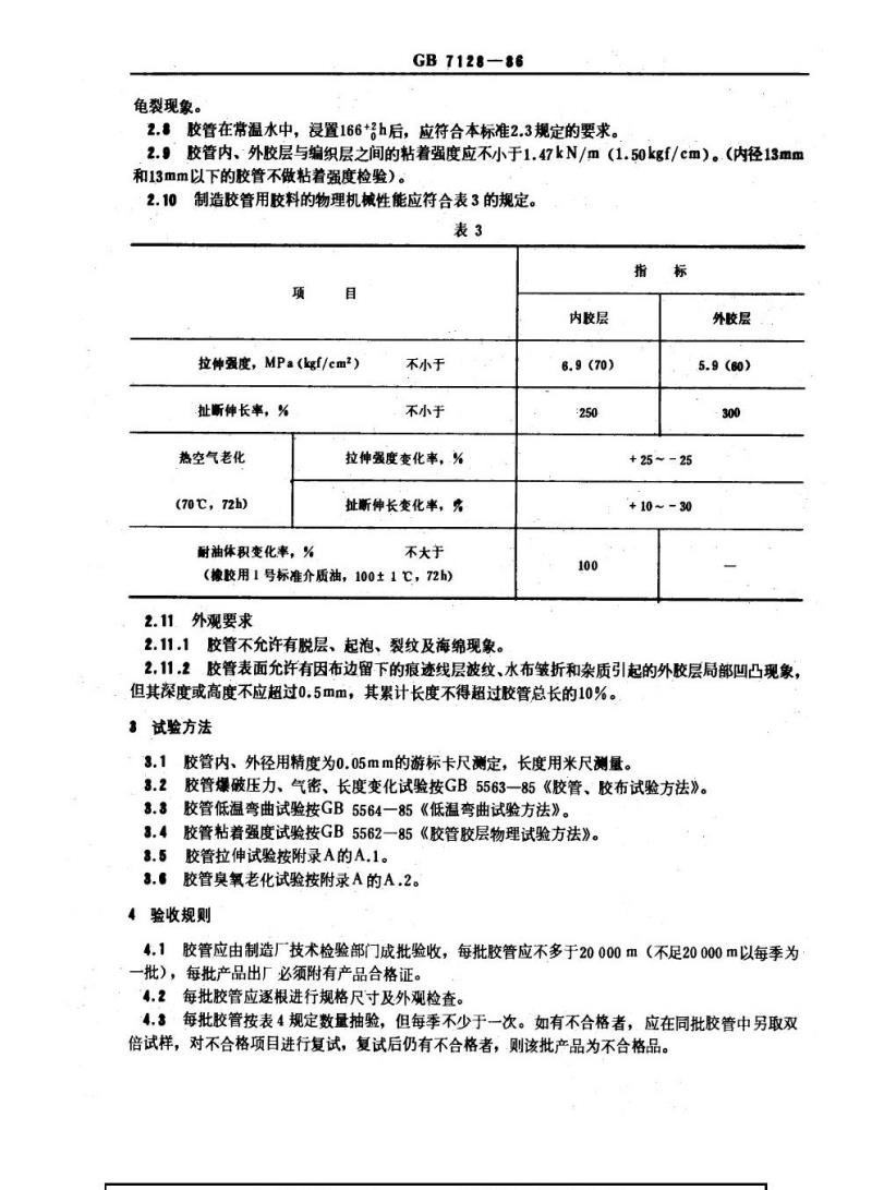 GB 7128-1986 汽车气压制动胶管