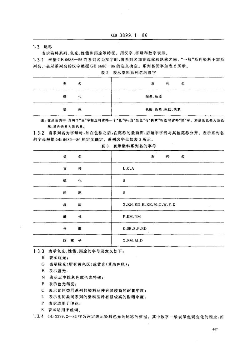 GB 3899.1-1986 染料产品命名原则(纺织品用染料)