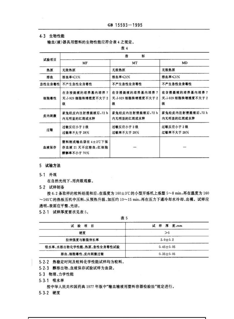 GB 15593-1995 输血(液)器具用软聚氯乙烯塑料