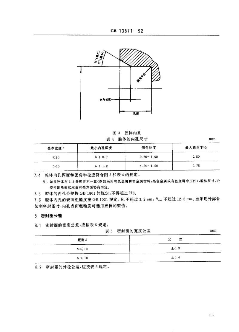 GB 13871-1992 旋转轴唇形密封圈基本尺寸和公差