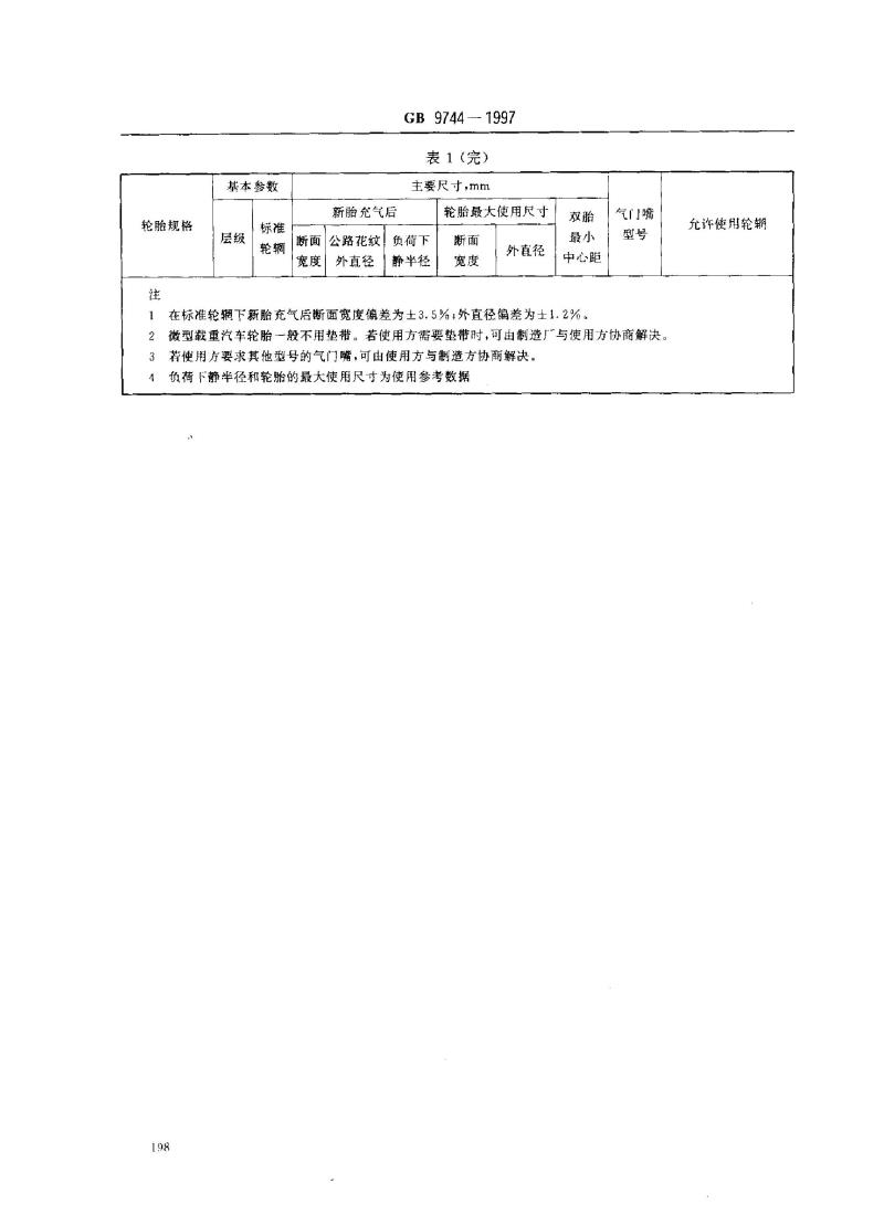 GB 9744-1997 载重汽车轮胎