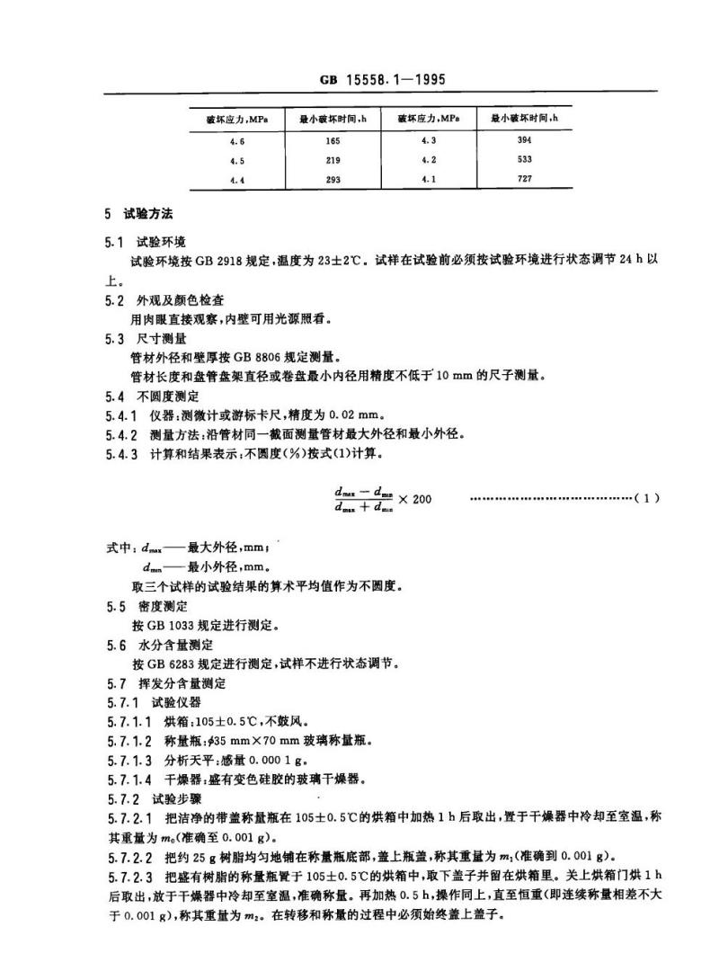 GB 15558.1-1995 燃气用埋地聚乙烯管材