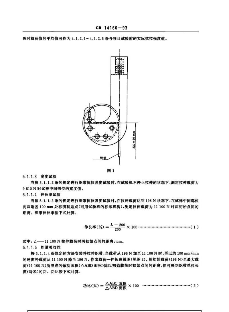 GB 14166-1993 汽车安全带性能要求和试验方法
