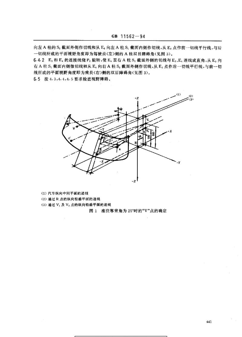 GB 11562-1994 汽车驾驶员前方视野要求及测量方法