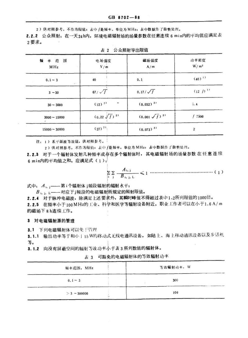 GB 8702-1988 电磁辐射防护规定