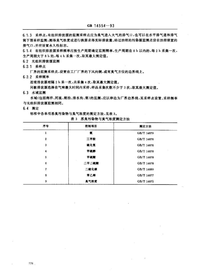 GB 14554-1993 恶臭污染物排放标准
