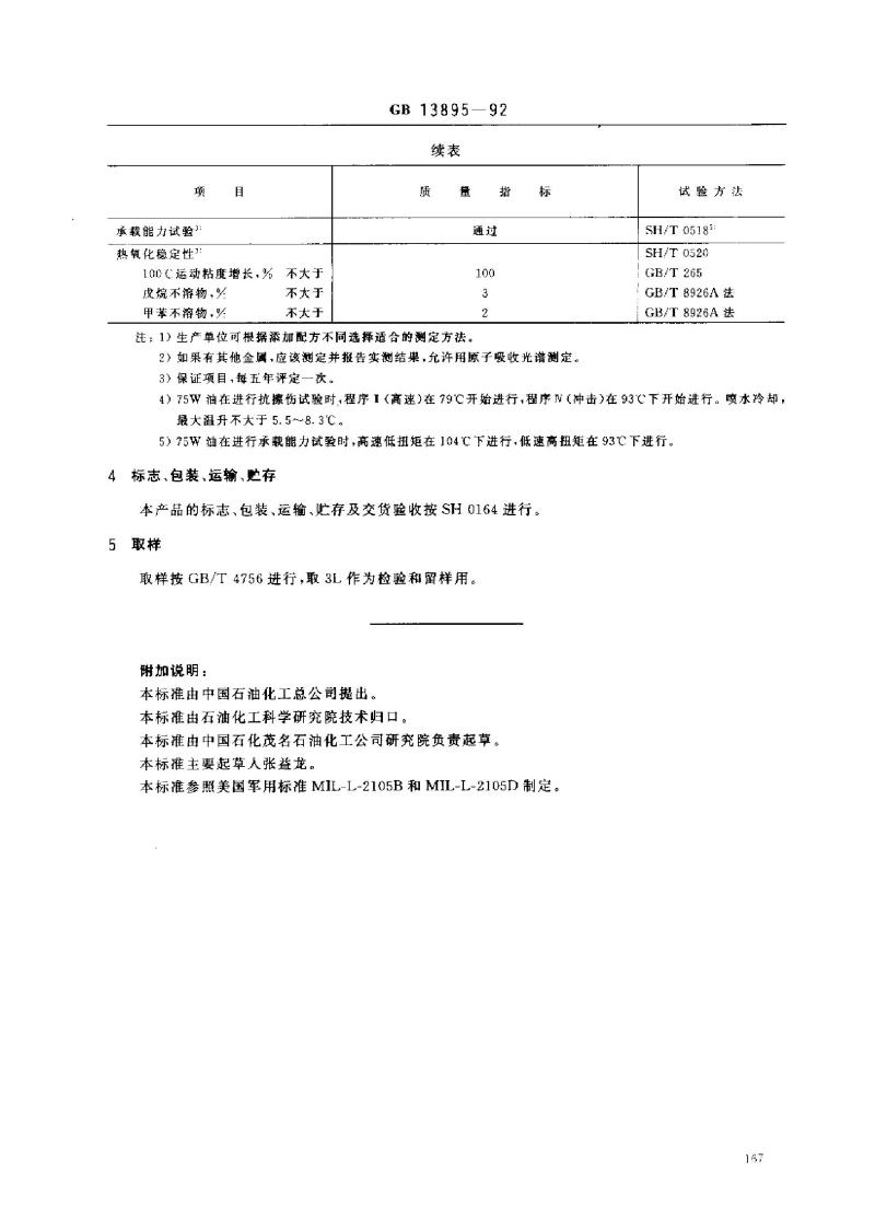 GB 13895-1992 重负荷车辆齿轮油(GL-5)
