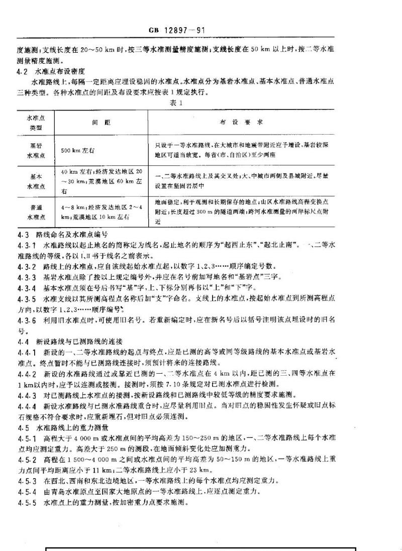 GB 12897-1991 国家一、二等水准测量规范