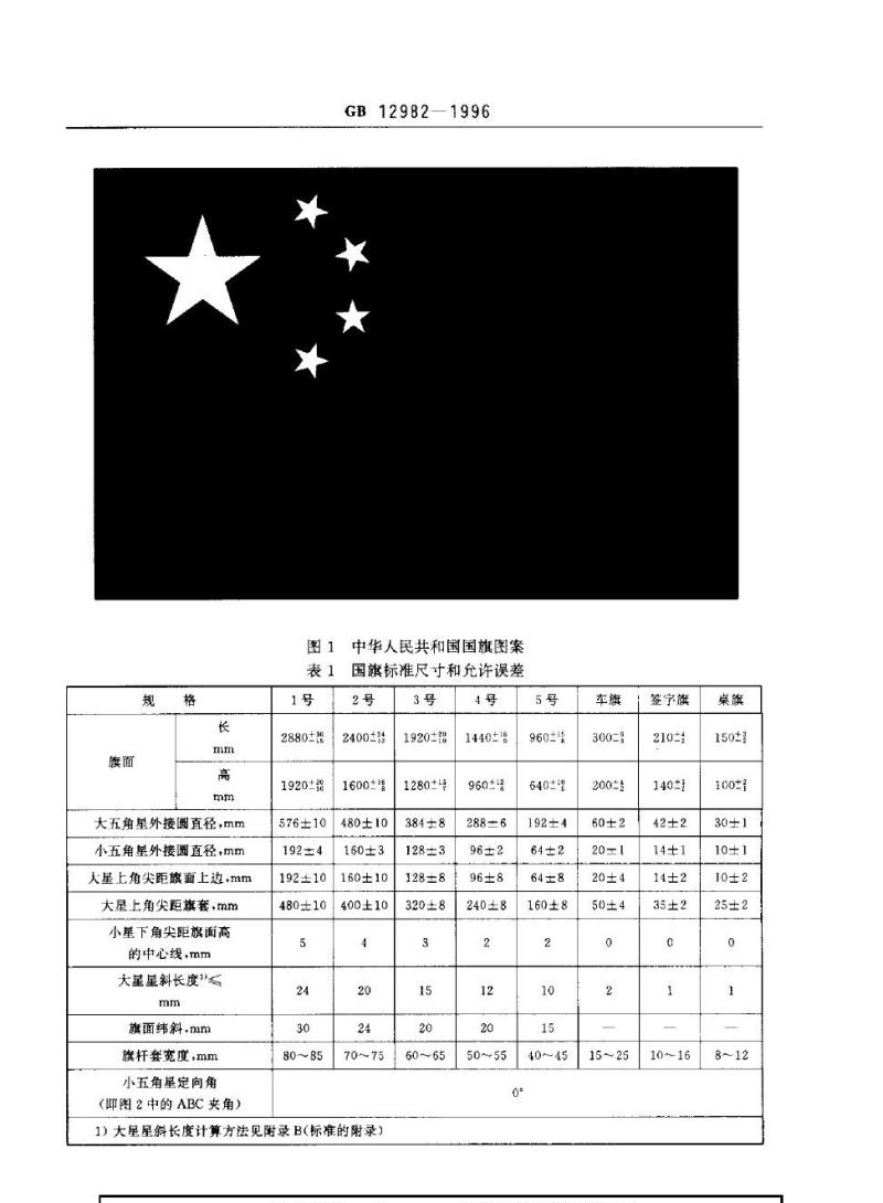 GB 12982-1996 国旗
