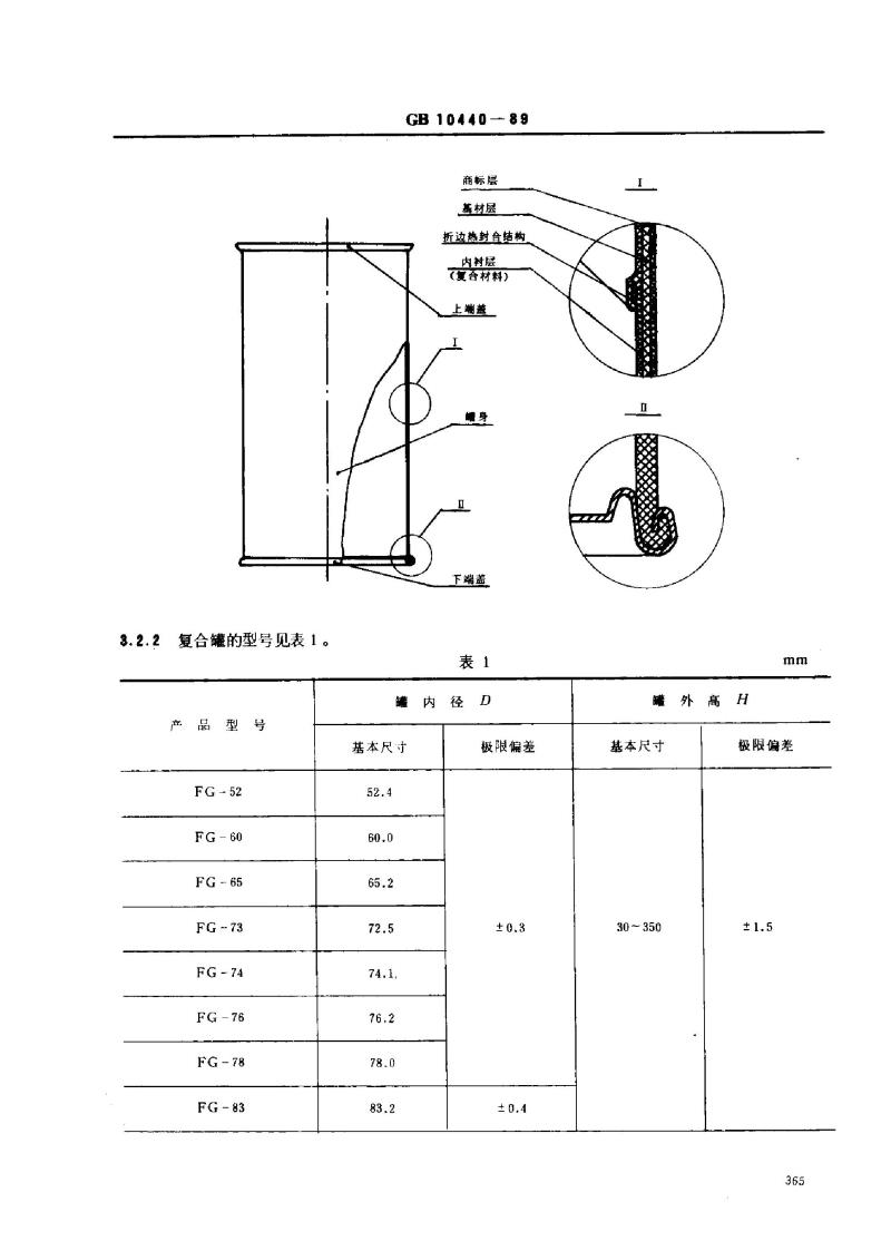 GB 10440-1989 圆柱形复合罐