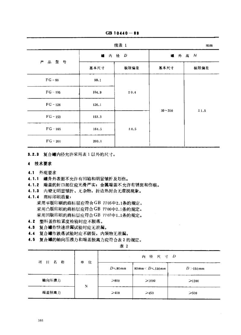 GB 10440-1989 圆柱形复合罐