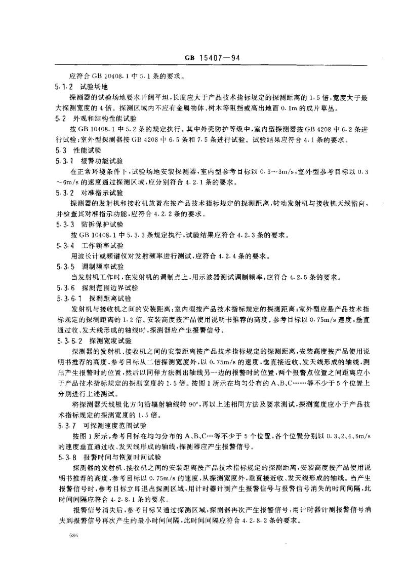 GB 15407-1994 遮挡式微波入侵探测器技术要求和试验方法