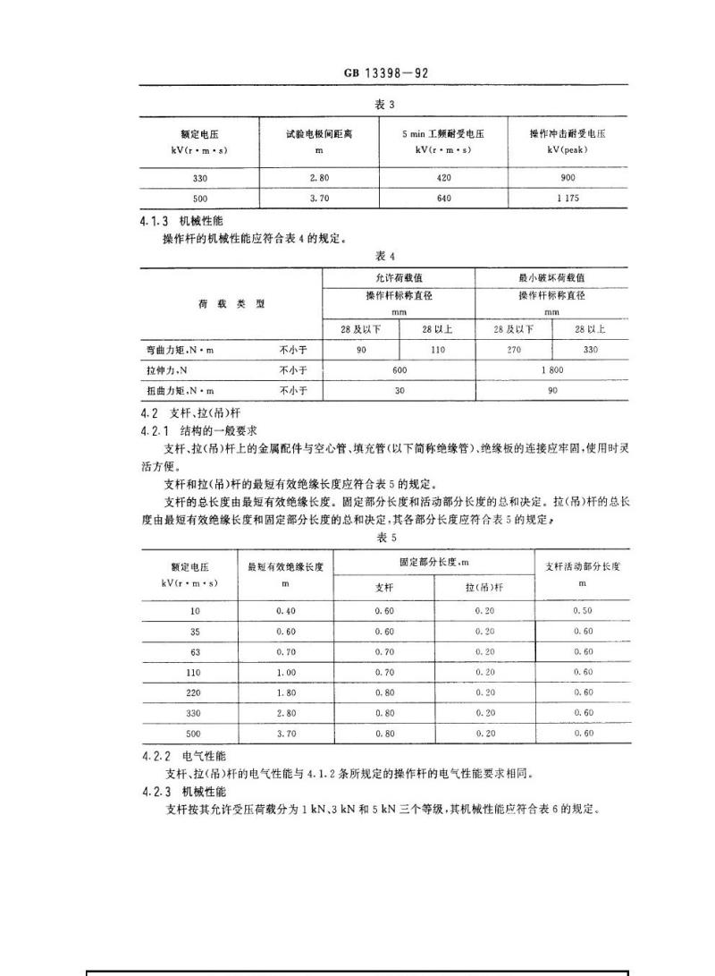 GB 13398-1992 带电作业用绝缘杆通用技术条件