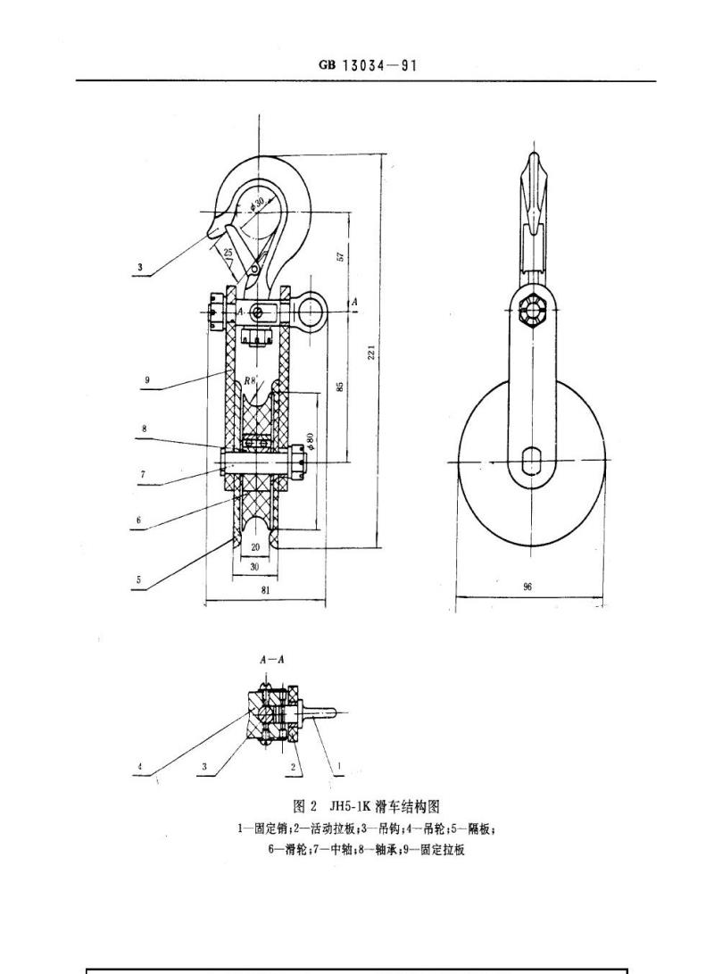 GB 13034-1991 带电作业用绝缘滑车