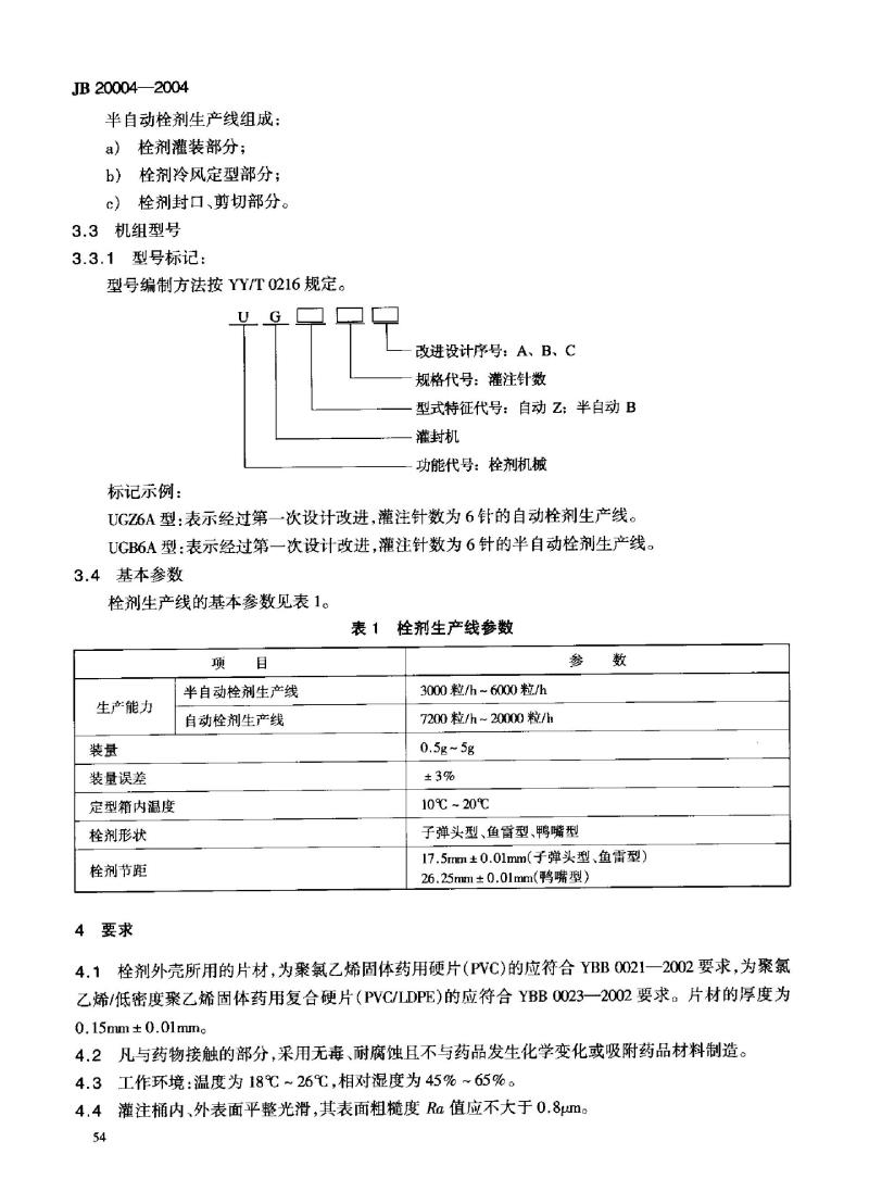 JB 20004-2004 栓剂生产线