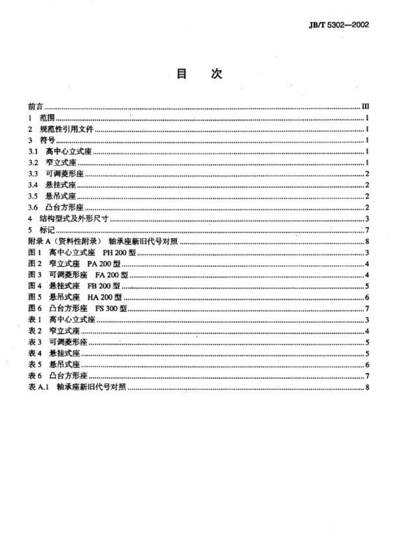 JB/T 5302-2002 外球面球轴承座 补充结构外形尺寸