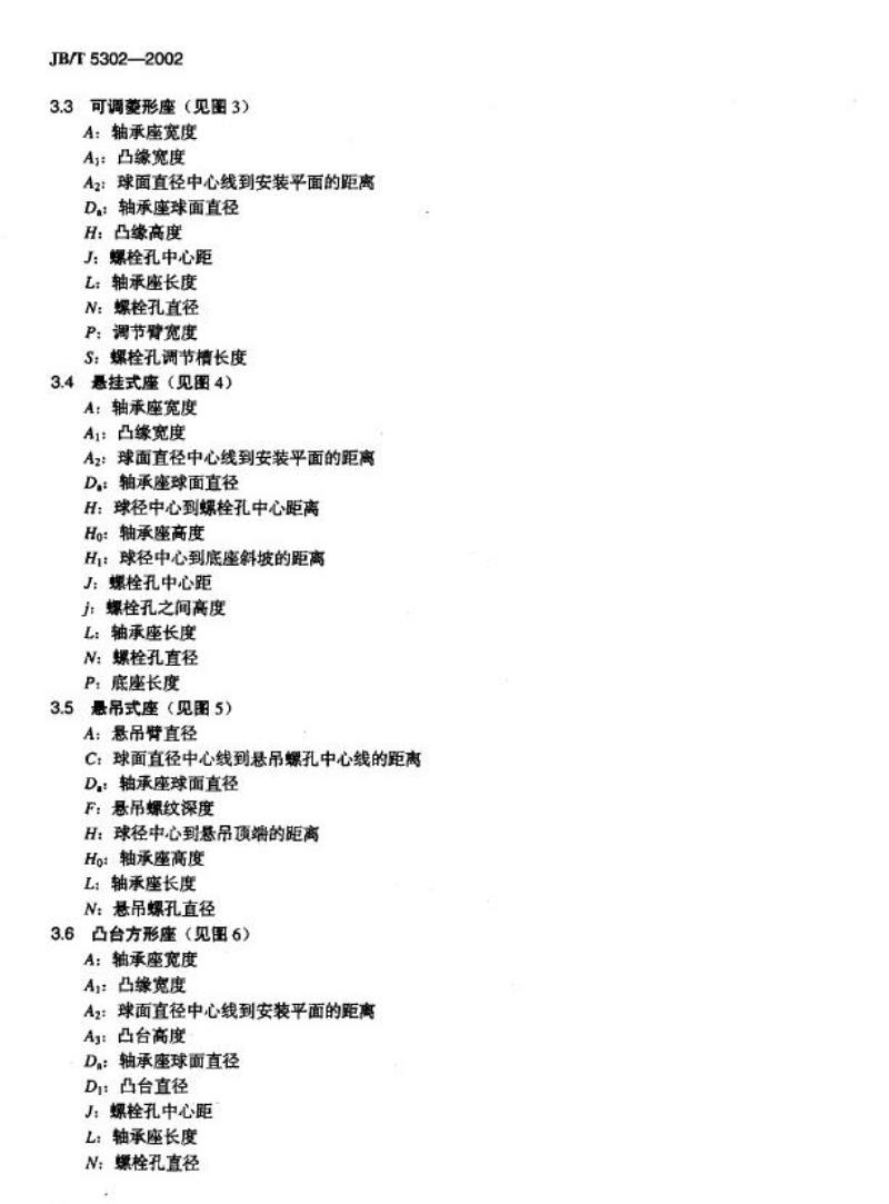 JB/T 5302-2002 外球面球轴承座 补充结构外形尺寸