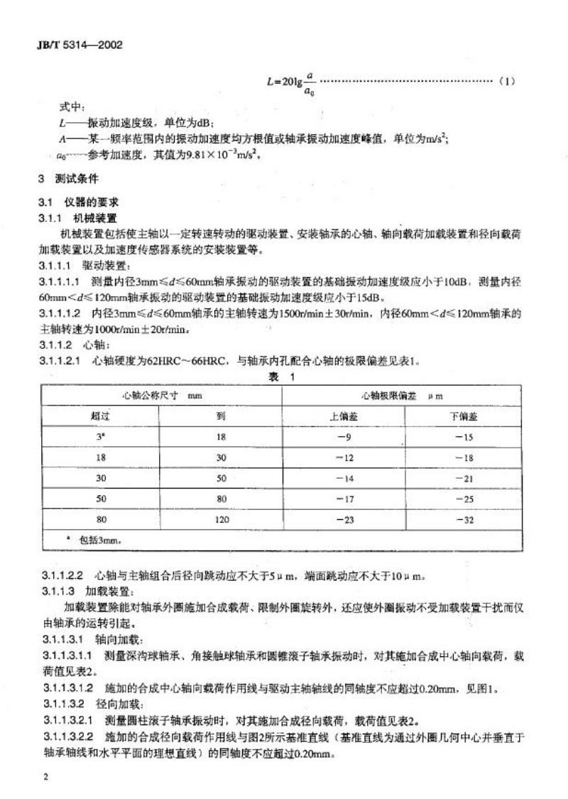 JB/T 5314-2002 滚动轴承 振动(加速度)测量方法