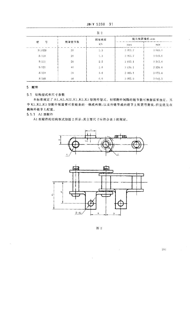 JB/T 5398-1991 工程用钢制套筒链、附件及链轮