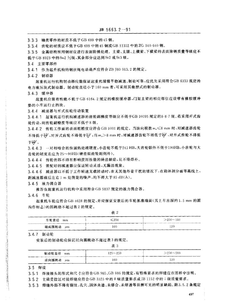 JB 5663.2-1991 电动葫芦门式起重机 技术条件