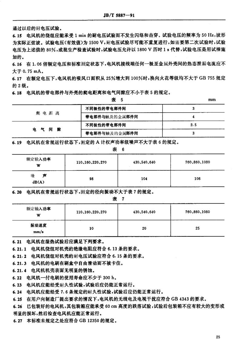 JB/T 5887-1991 家用真空吸尘器用单相串励电动