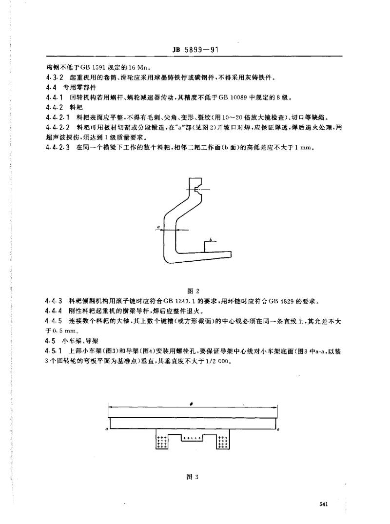 JB 5899-1991 料耙起重机