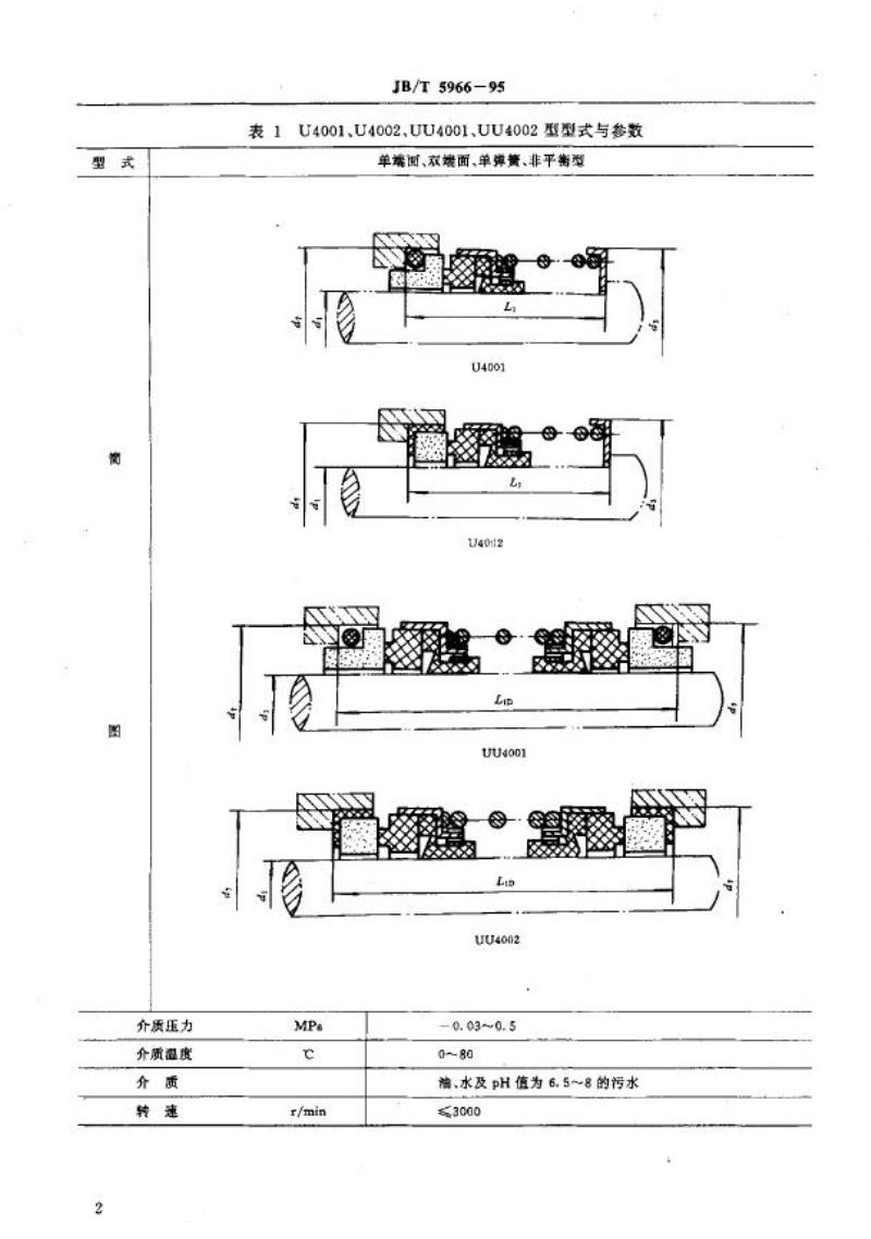 JB/T 5966-1995 潜水电泵用机械密封