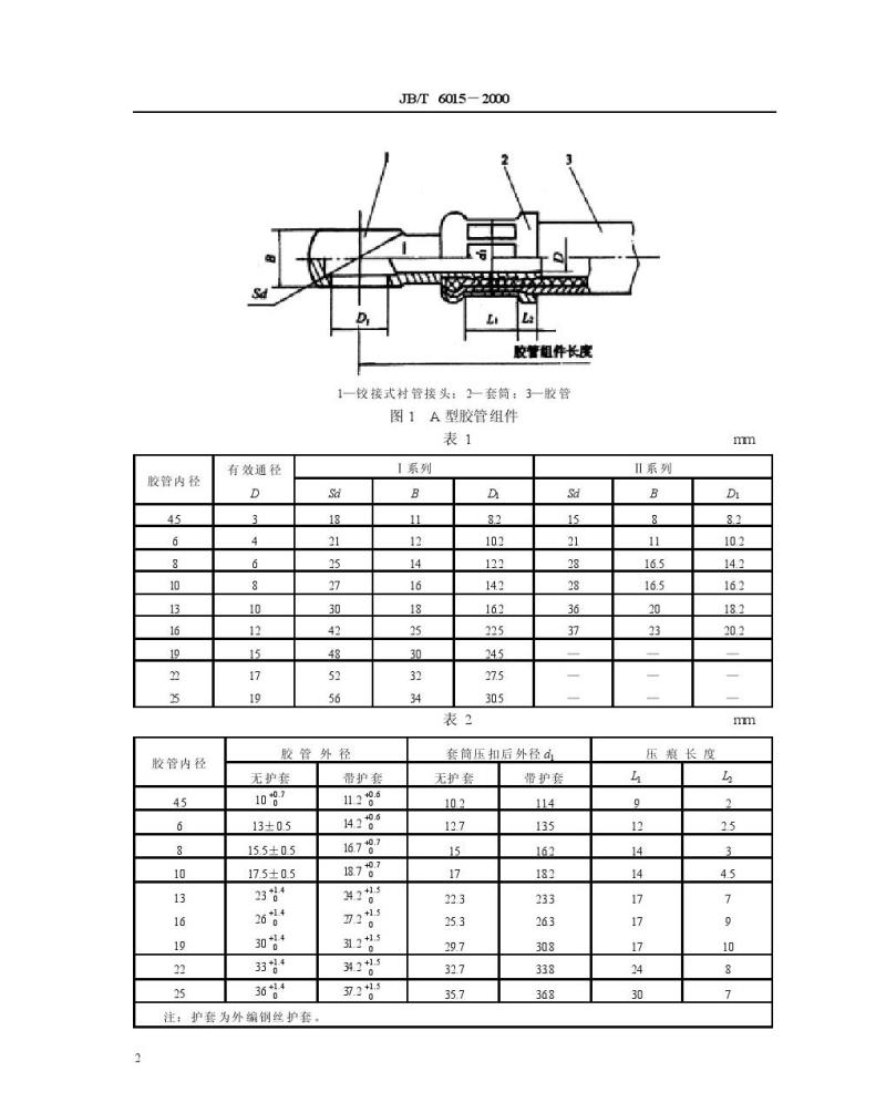 JB/T 6015-2000 柴油机 低压输油胶管组件 技术条件