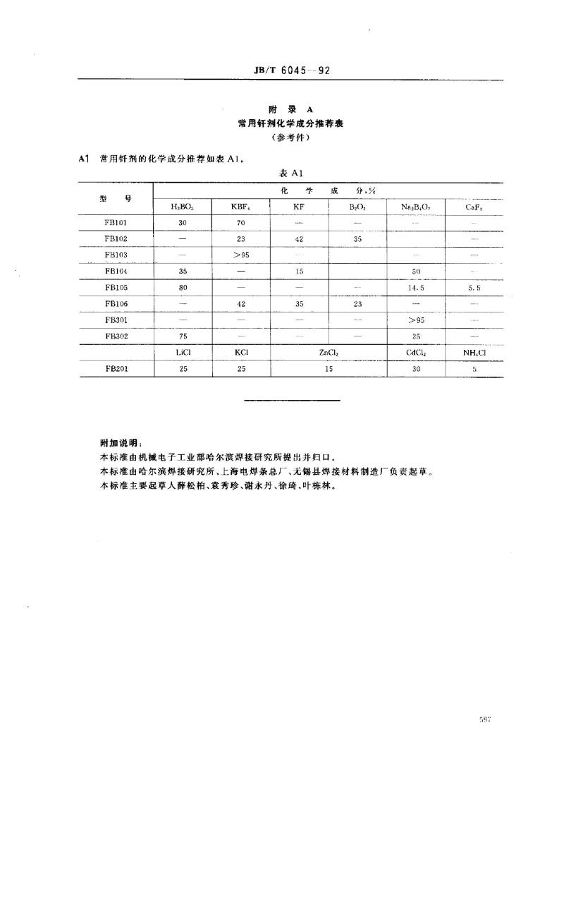 JB/T 6045-1992 硬钎焊用钎剂