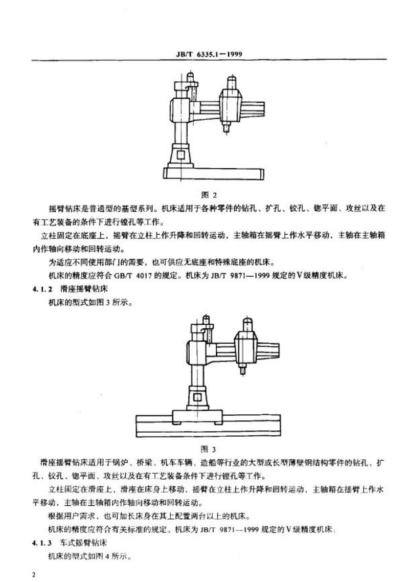 JB/T 6335.1-1999 摇臂钻床 系列型谱